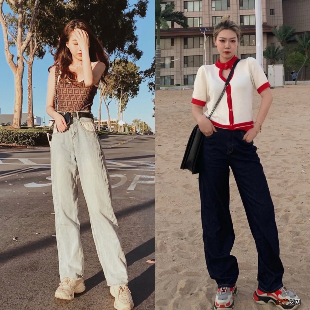 阔腿裤下面不一定穿高跟鞋,搭“运动鞋”更时髦洋气,适合小个子