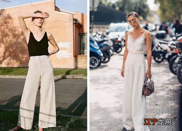 夏天别再穿黑色阔腿裤了，这几种款式的小白裤，遮肉显瘦显瘦