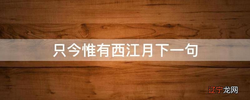 只今惟有西江月下一句