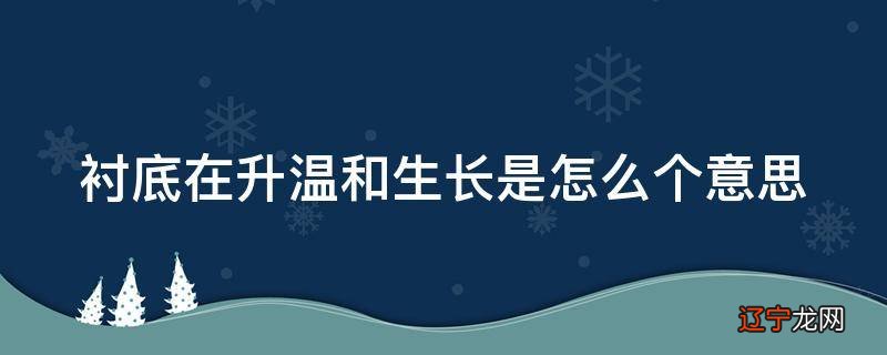 衬底在升温和生长是怎么个意思
