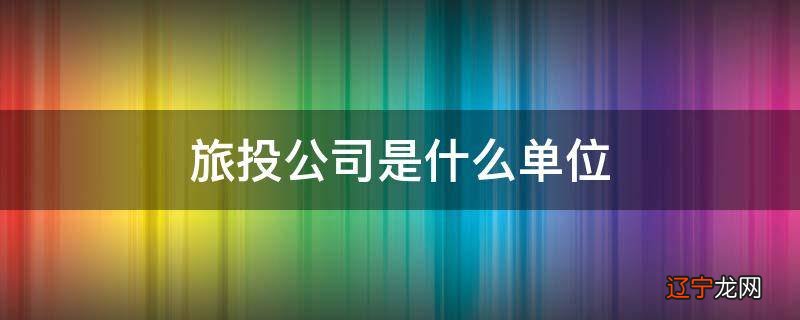 旅投公司是什么单位