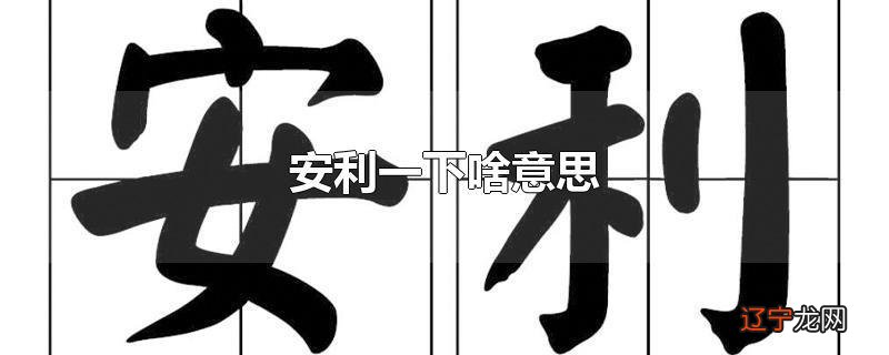 安利一下啥意思