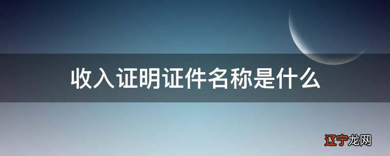 收入证明证件名称是什么